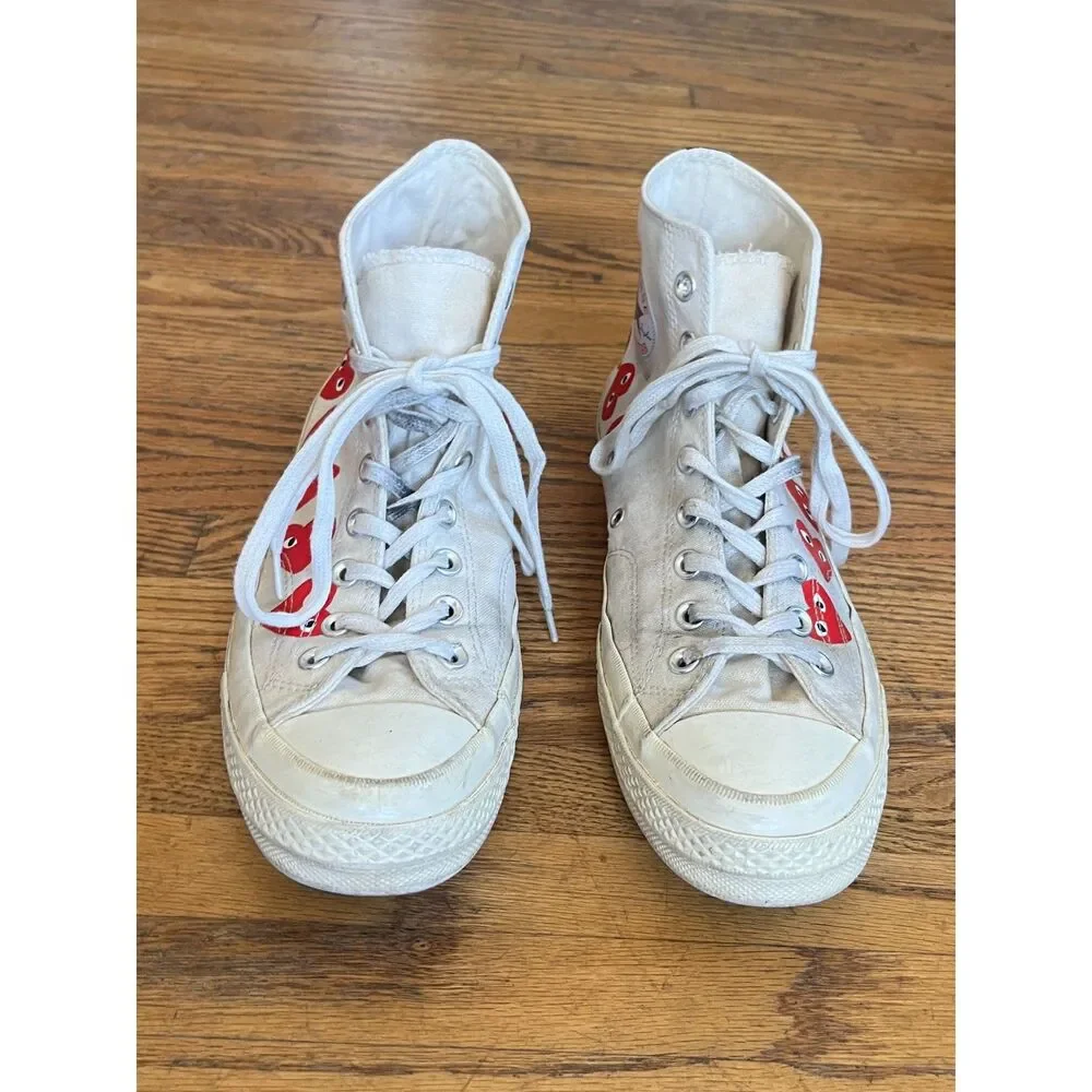 PLAY Comme Des Garcons x Converse White Hearts Sneakers Trainers  Mens Size 9